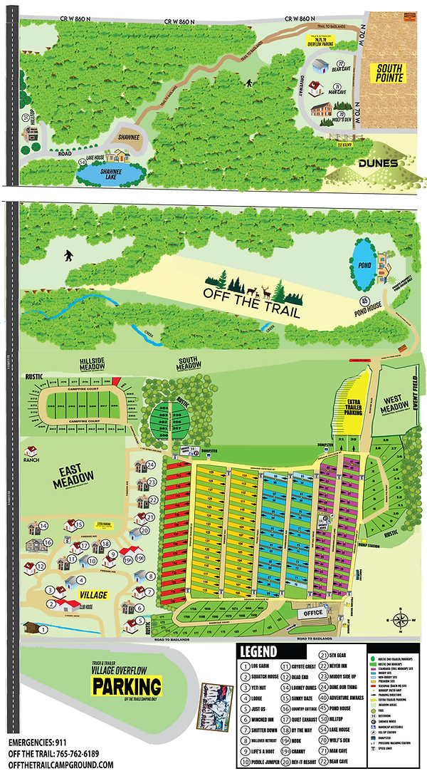 MAPS Off The Trail Vacation Rentals and Campground Attica IN